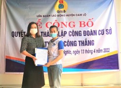 Quảng Trị: LĐLĐ huyện Cam Lộ thành lập thêm một CĐCS