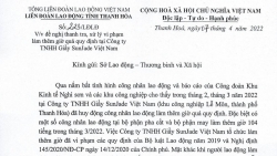 Đề nghị thanh tra vi phạm quy định làm thêm giờ tại Công ty Giầy Sun Jade Việt Nam