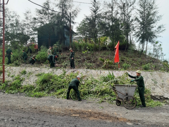 Cán bộ, người lao động Công ty CP Than Đèo Nai trồng cây và chăm sóc cây trên các bãi thải. Ảnh đơn vị cung cấp.