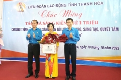 Tổng LĐLĐ Việt Nam khen thưởng đoàn viên đạt mốc 1 triệu sáng kiến tại Thanh Hóa