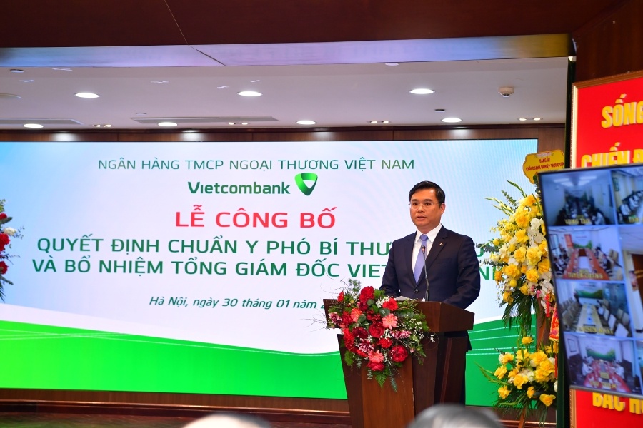 Ông Nguyễn Thanh Tùng - tân Tổng giám đốc Vietcombank phát biểu tại buổi lễ