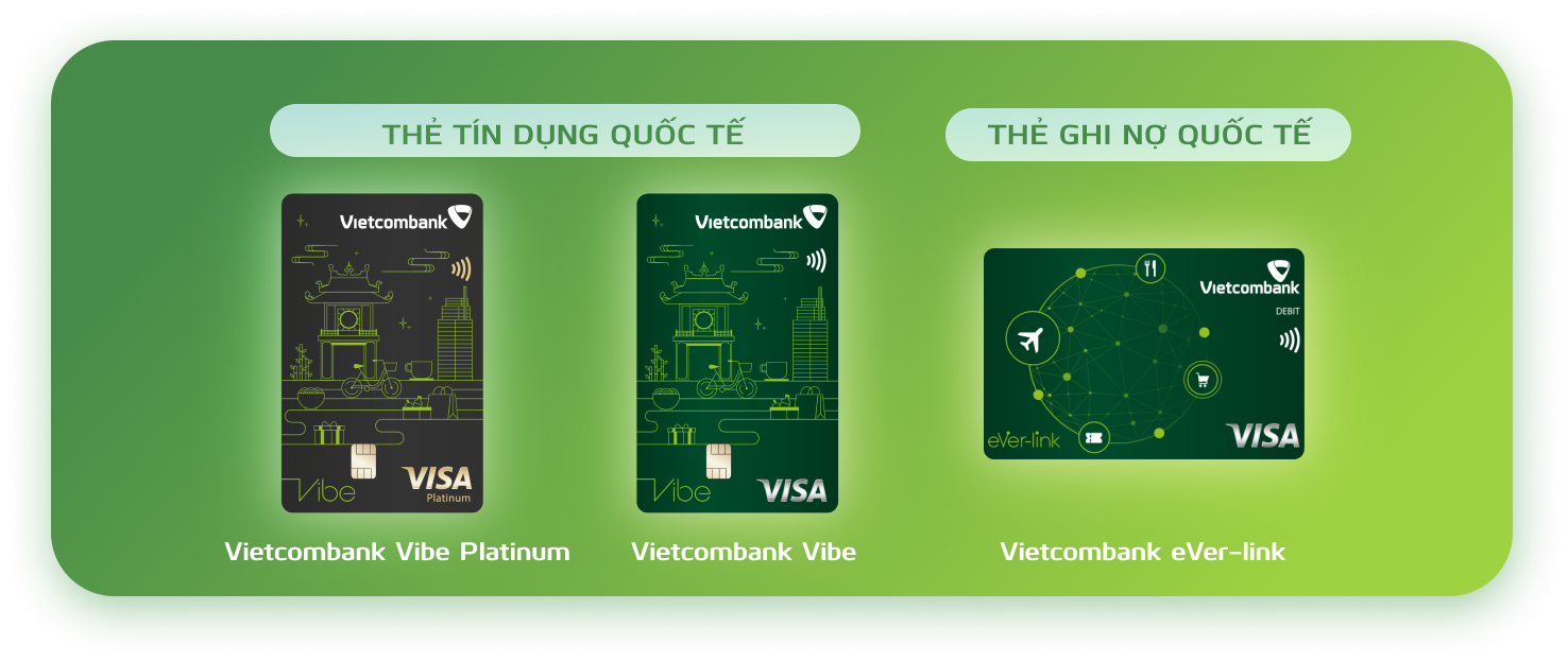 Bộ ba sản phẩm thẻ Vietcombank thương hiệu Visa hoàn toàn mới