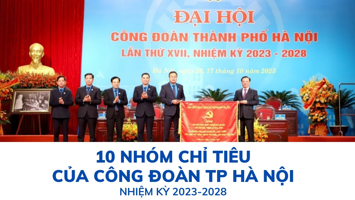10 nhóm chỉ tiêu của Công đoàn TP Hà Nội nhiệm kỳ 2023-2028