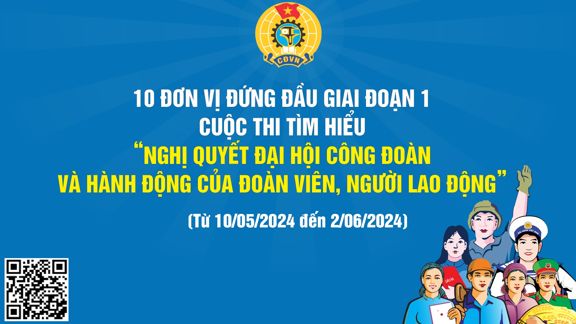 10 đơn vị đứng đầu giai đoạn 1 cuộc thi tìm hiểu Nghị quyết Đại hội công đoàn