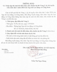 Triệu tập thí sinh đủ điều kiện dự thi Vòng 2 kỳ thi tuyển viên chức Tạp chí Lao động và Công đoàn