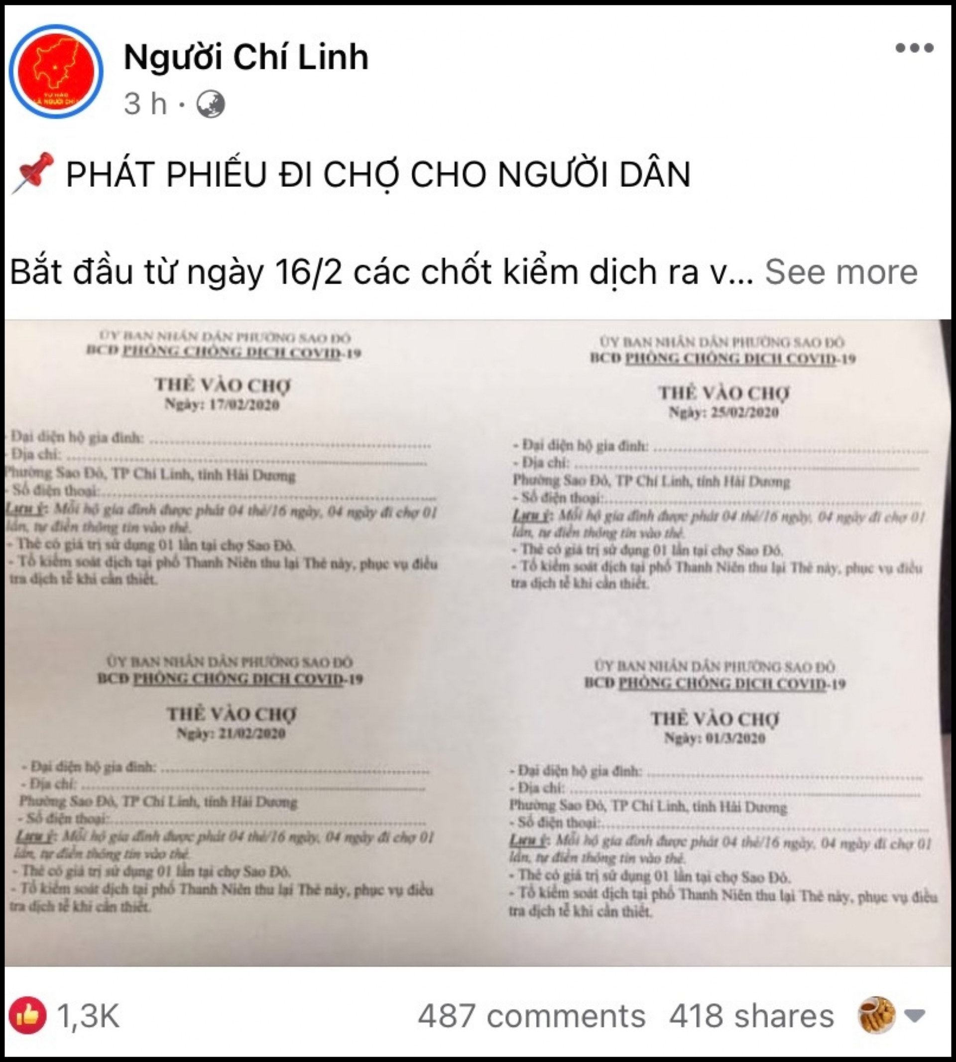 Tâm dịch Hải Dương: Người dân đi chợ bằng tem phiếu