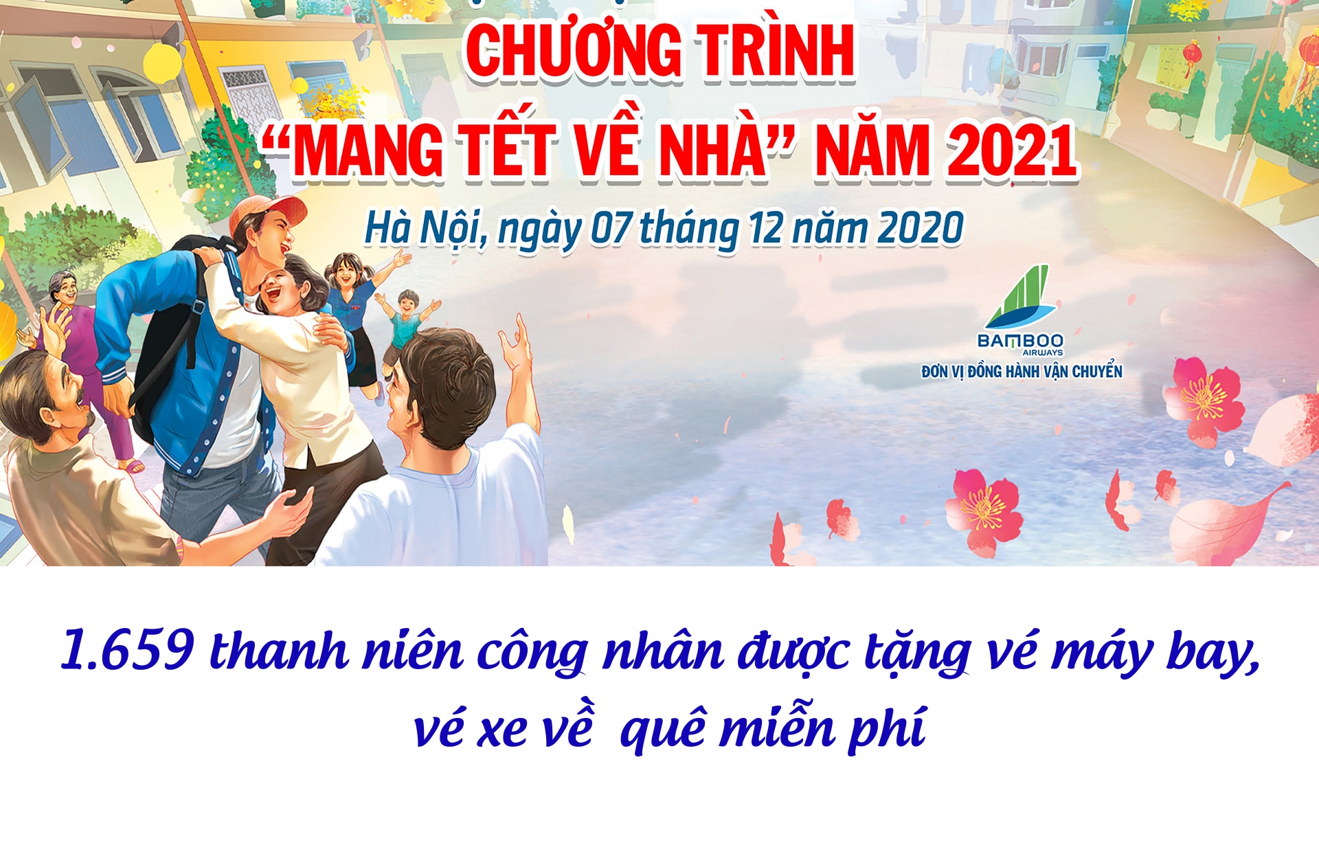 1.659 thanh niên công nhân được tặng vé máy bay, vé xe miễn phí