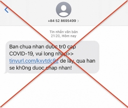 Cảnh giác khi nhận được tin nhắn lừa đảo thông báo về việc nhận trợ cấp Covid-19