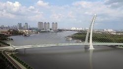 Xe đạp có thể lưu thông trên cầu đi bộ qua sông Sài Gòn