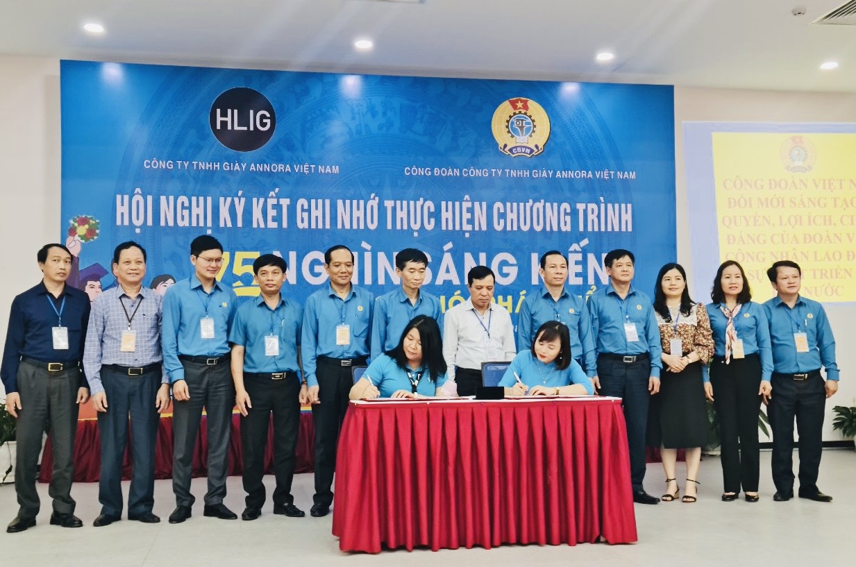 Công ty TNHH giày Annora Việt Nam ký kết chương trình “75 nghìn sáng kiến vượt khó, phát triển”